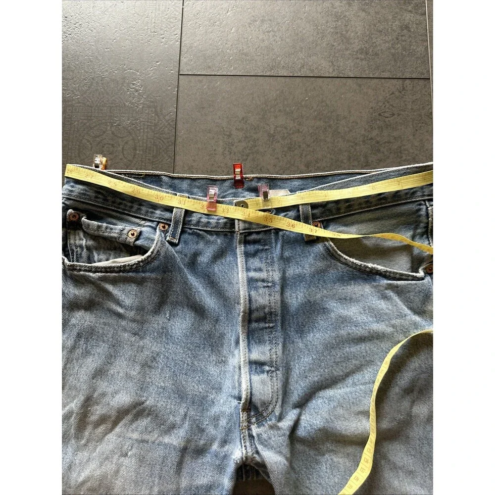 Levi's 501 Button Fly jeans super distressed 35x34 *shrunk* 33x29 retro grunge